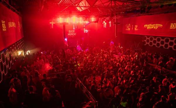 Entire hall plunged into red light during EPICO's Halloween party